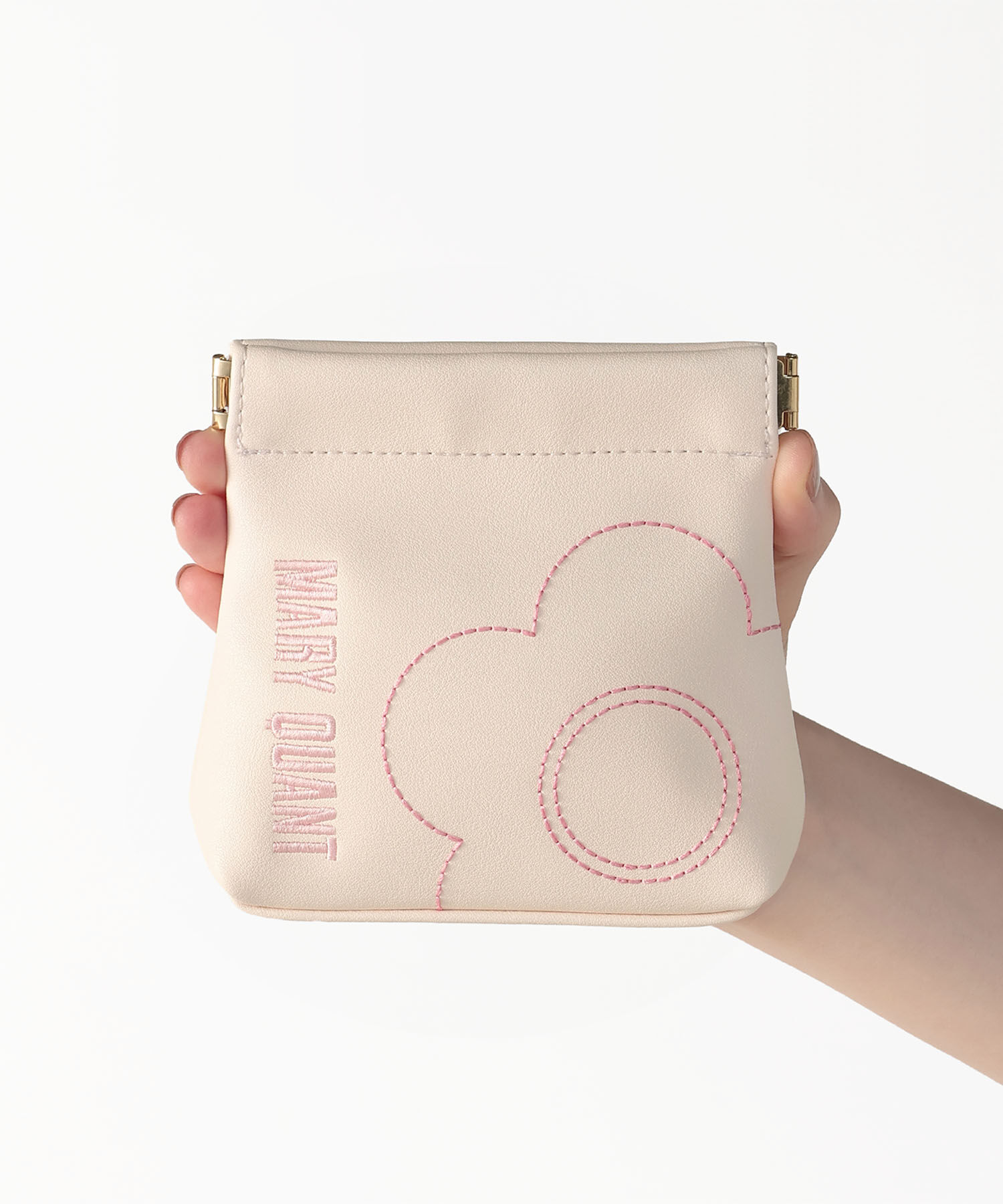 MARY QUANT「ピンクステッチデイジー バネクチポーチ」|ポーチ|