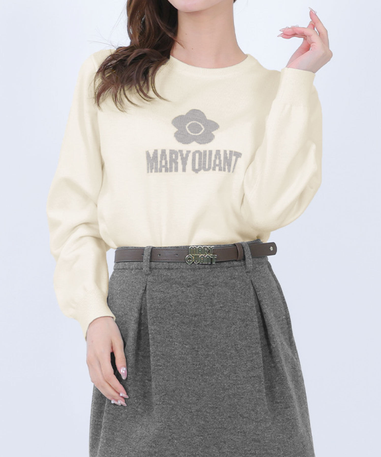 MARY QUANT「シンプルロゴニット プルオーバー」|ニット・セーター|ホワイト