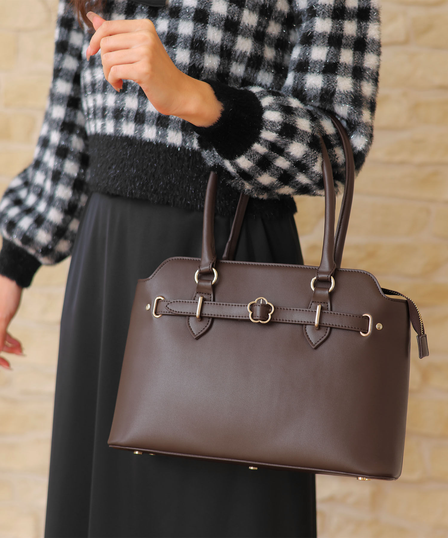 MARY QUANT「デイジーバックルベルト トート」|トートバッグ|ブラウン