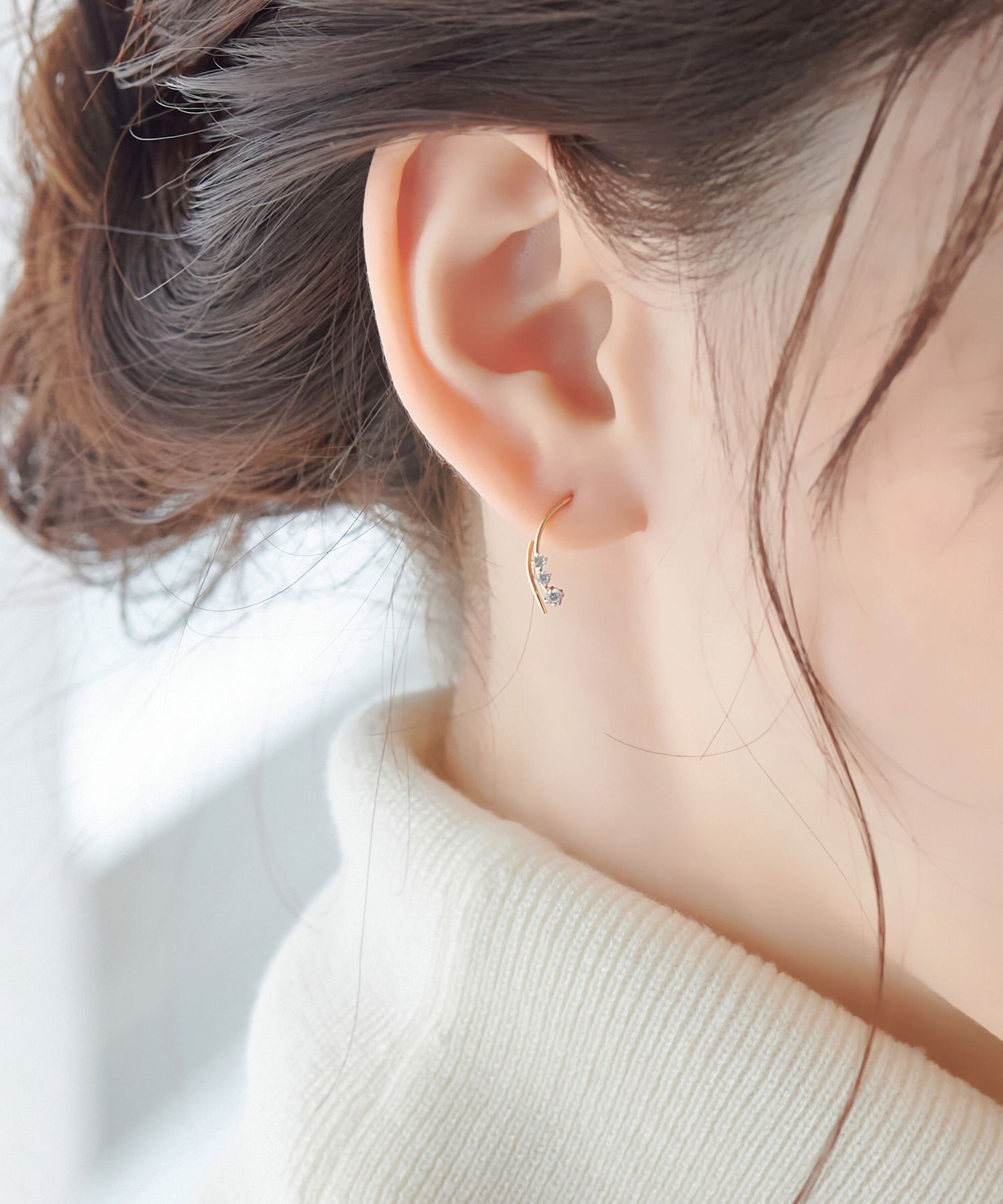 Phoebe「【K10】ラインビジューピアス&イヤリング/BOX付き」|ピアス|