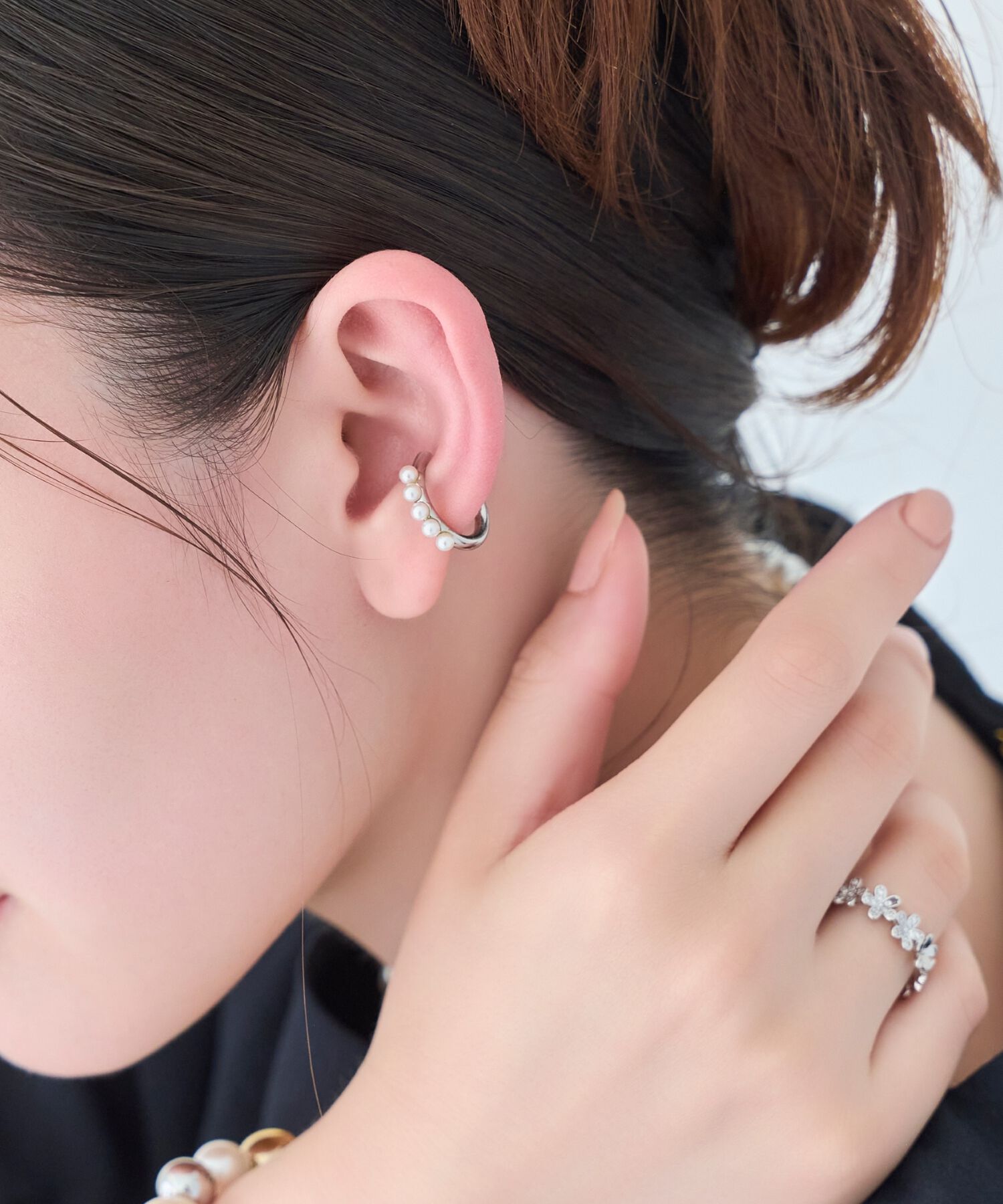 Phoebe「【金属アレルギー対応】パールフローイヤーカフ　シルバー/ニッケルフリー」|イヤーカフ|