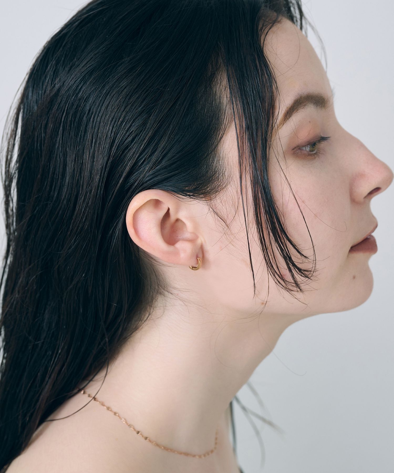 Phoebe「【金属アレルギー対応】ワンタッチメタルフープミニピアス(片耳)/サージカルステンレス ローズゴールド」|ピアス|