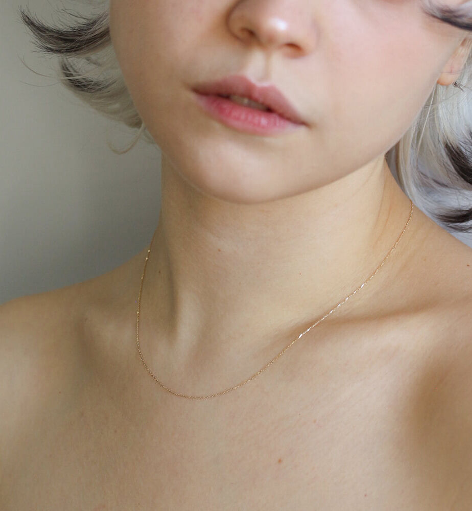  「ゴールド 小豆 チェーン ネックレス 40cm | K10YG」|ネックレス|