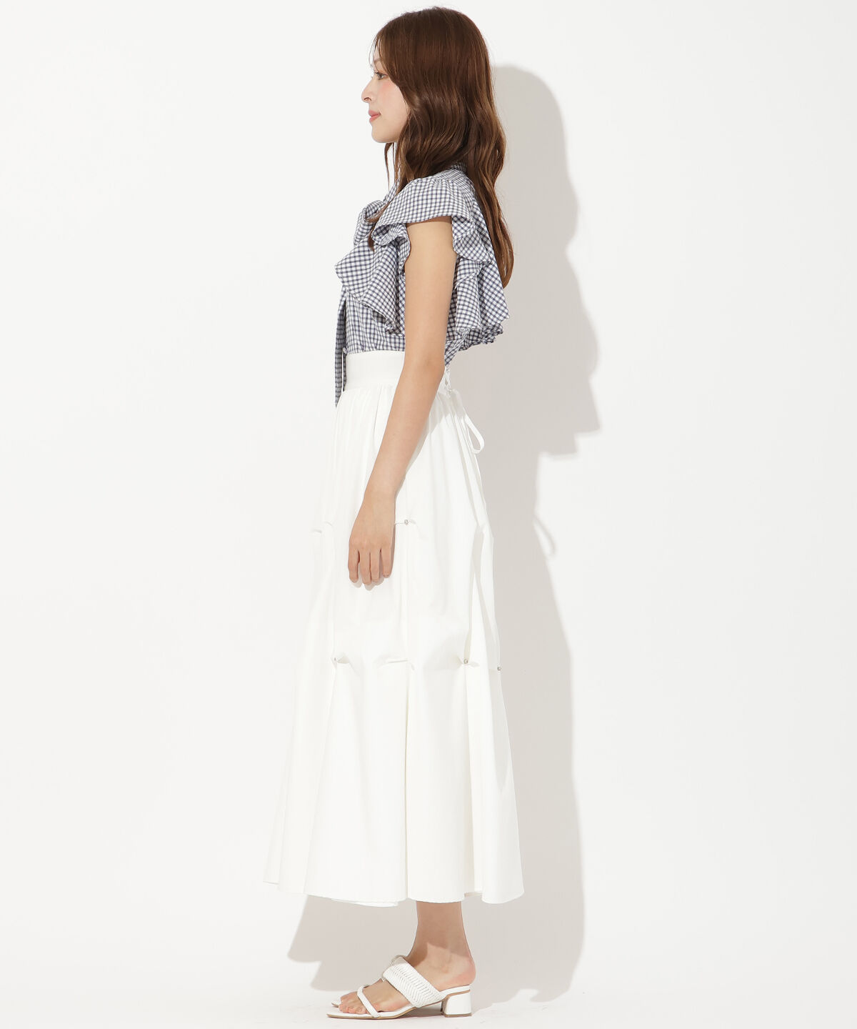 アンドクチュール「ビジューバルーンティアードスカート」|フレア|