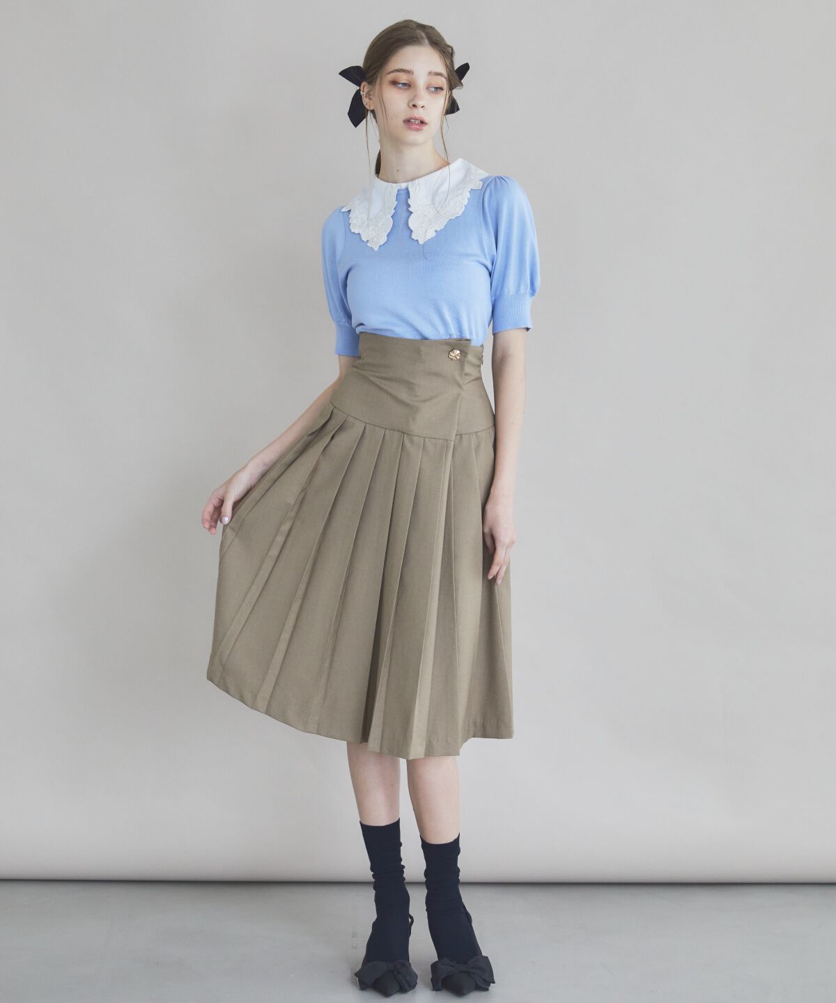REDYAZEL「ロースイッチングプリーツスカート」|フレア|