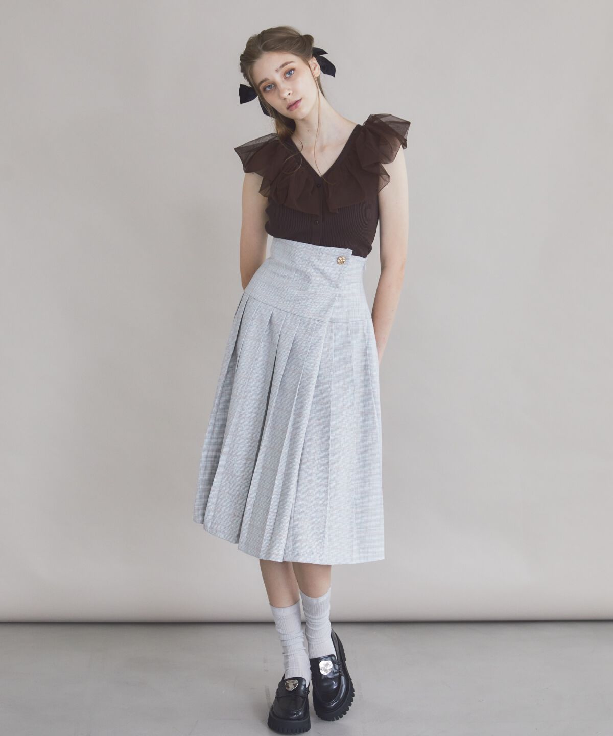 REDYAZEL「ロースイッチングプリーツスカート」|フレア|