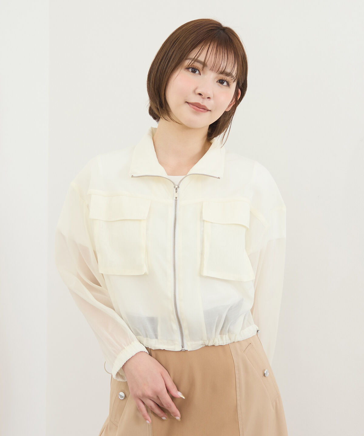 REDYAZEL「フロントポケットシアージャケット」|ノーカラージャケット|