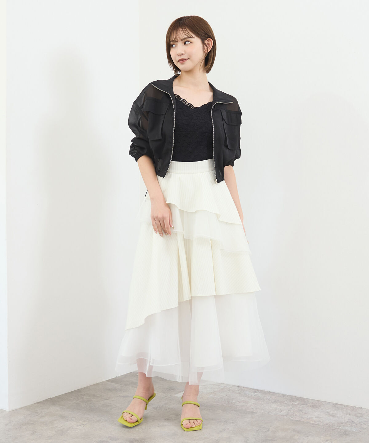 REDYAZEL「フロントポケットシアージャケット」|ノーカラージャケット|