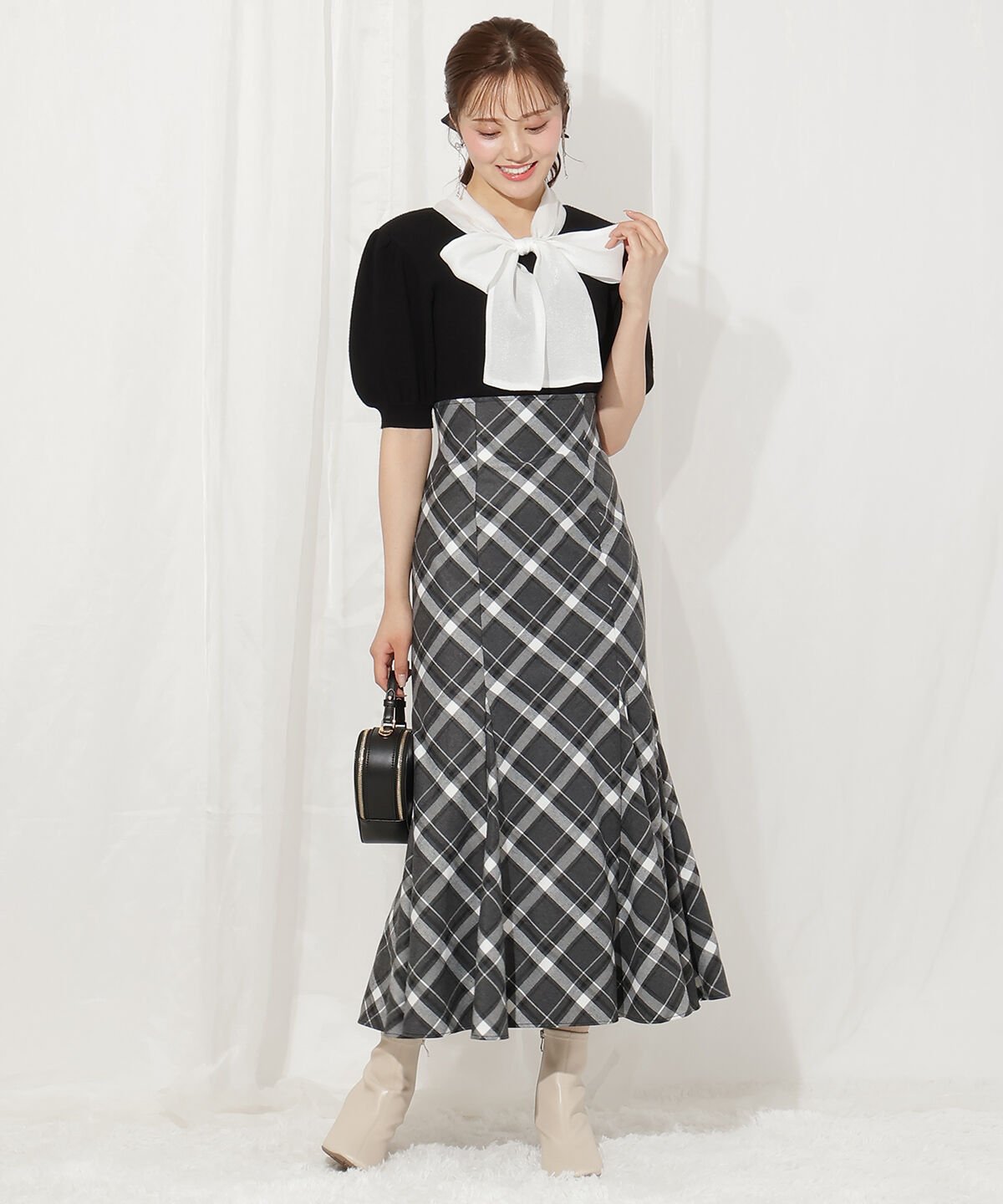 WILLSELECTION「ハイウエストマーメイドスカート」|フレア|黒系チェック
