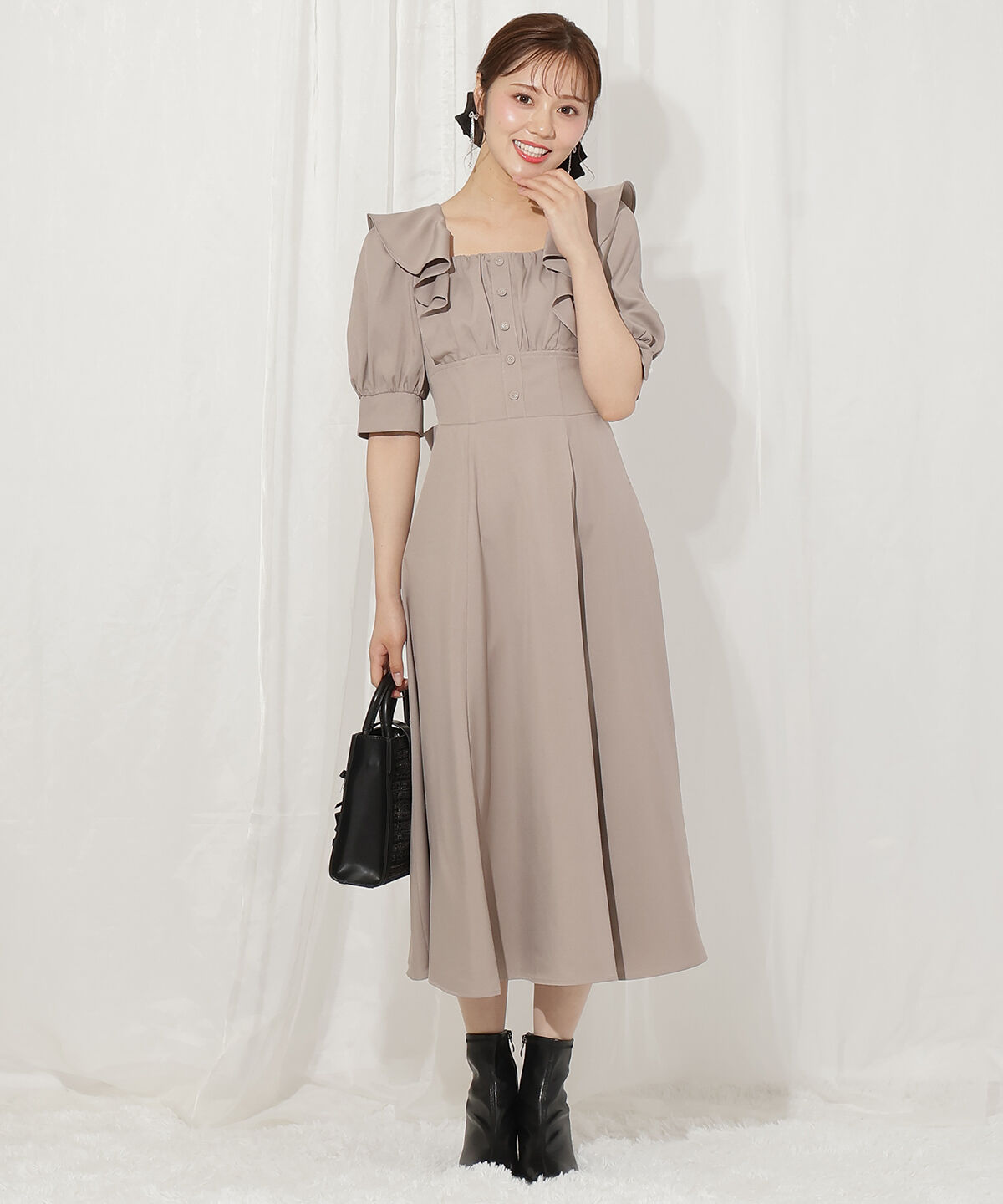 WILLSELECTION「ラッフルフリルパフ袖ワンピース」|ワンピース|