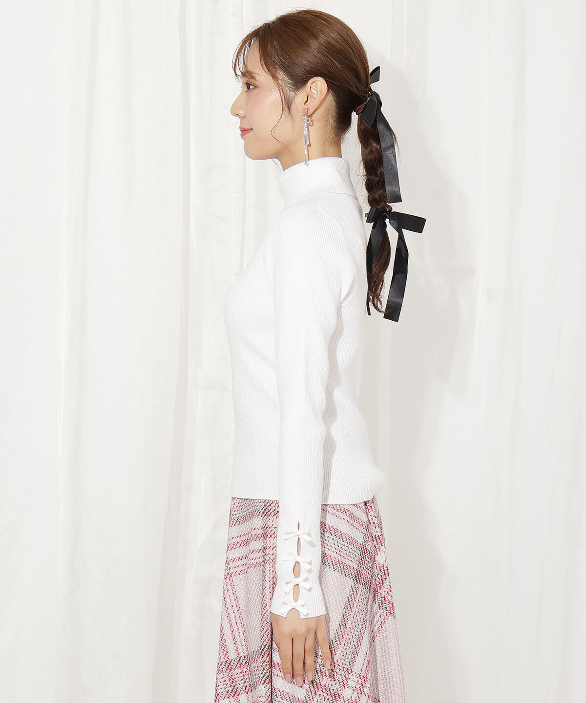 WILLSELECTION「袖リボンタートルニット」|ニット・セーター|