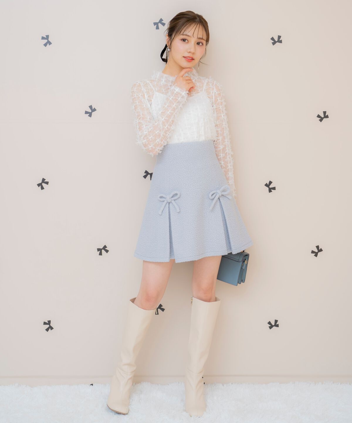 WILLSELECTION「ボックスタックボアミニスカート」|フレア|