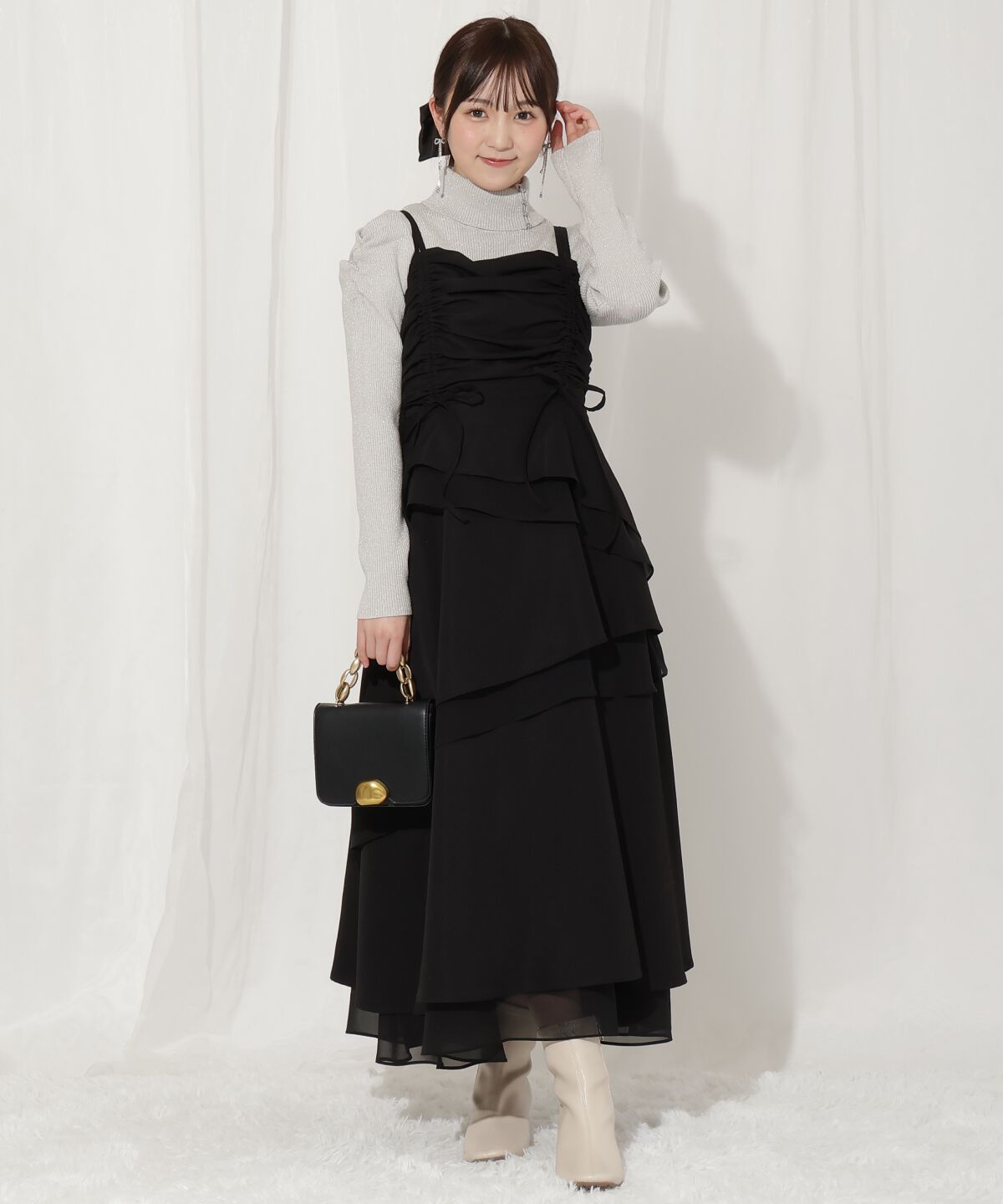 WILLSELECTION「ティアードギャザーキャミワンピース」|ワンピース|ブラック