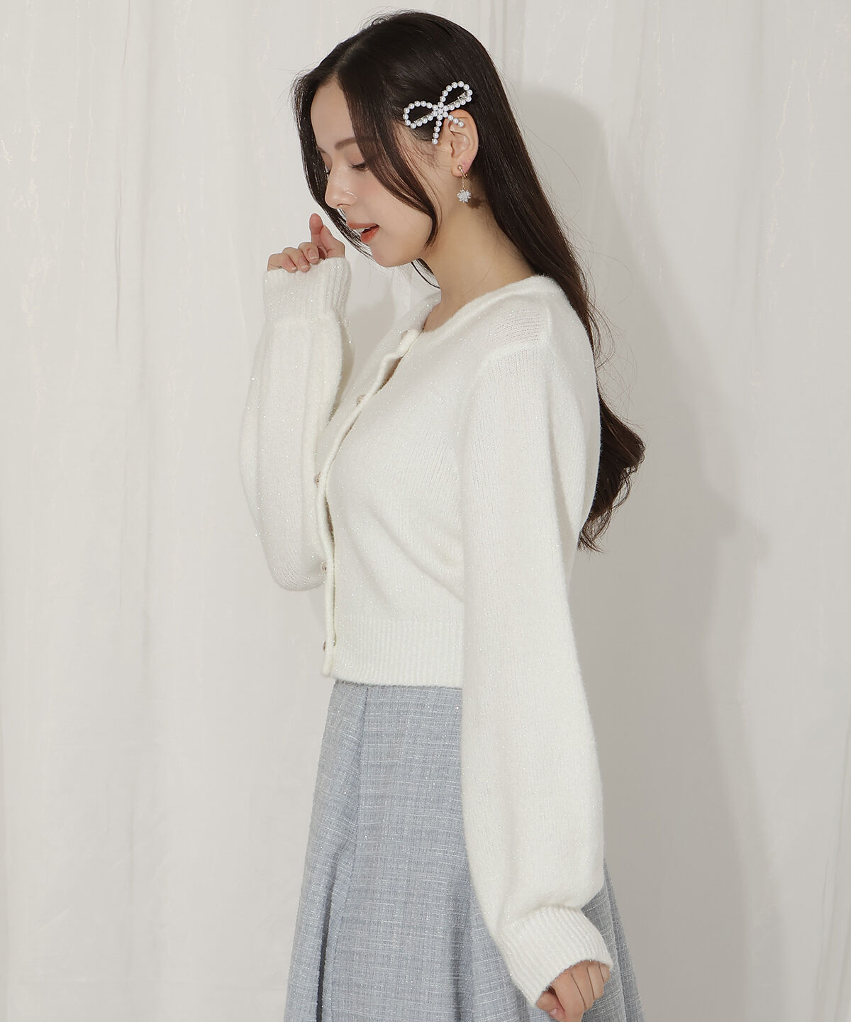 WILLSELECTION「パールボタンラメカーディガン」|カーディガン|