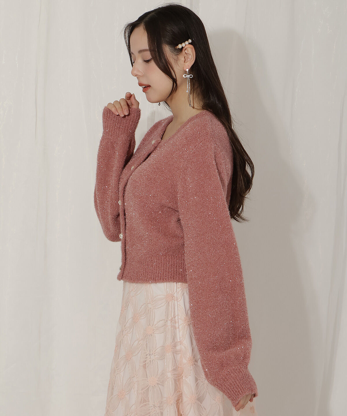 WILLSELECTION「パールボタンラメカーディガン」|カーディガン|