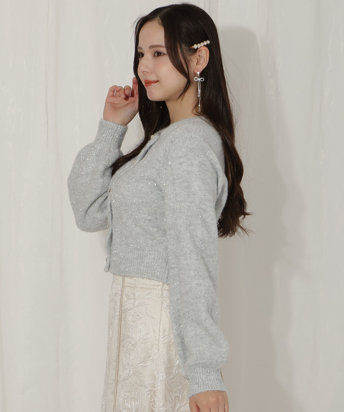 WILLSELECTION「パールボタンラメカーディガン」|カーディガン|