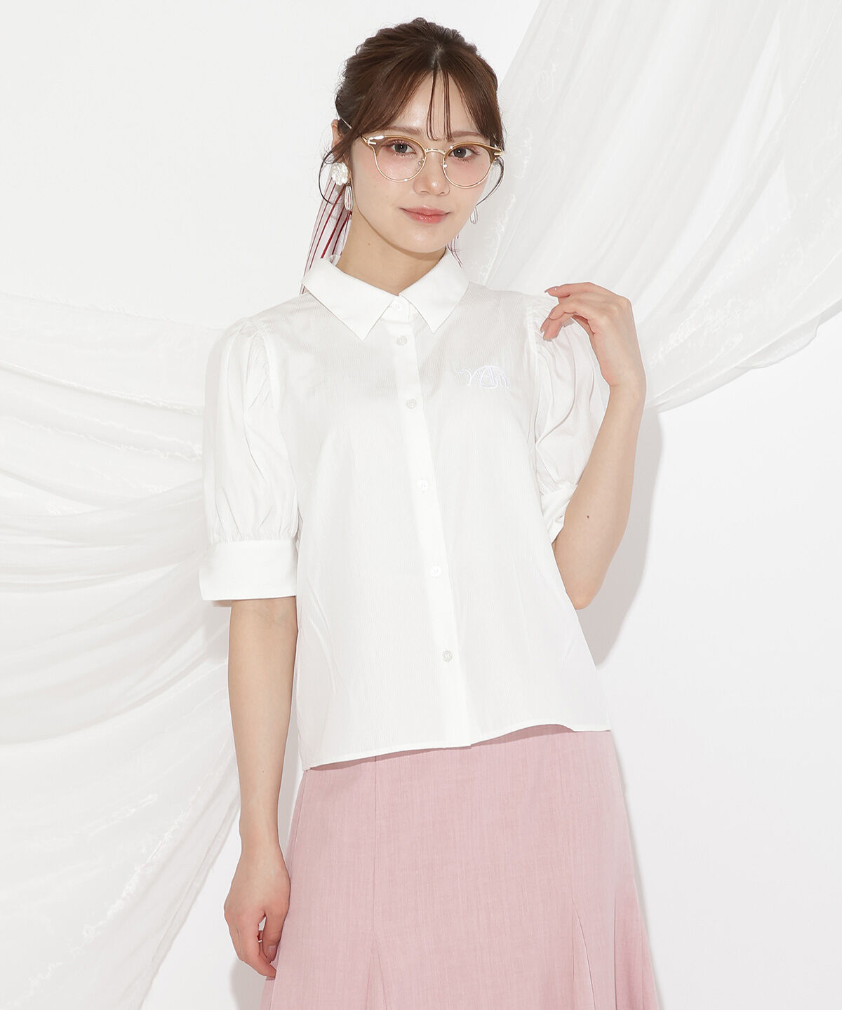 WILLSELECTION「刺繍ストライプパフブラウス」|シャツ・ブラウス|