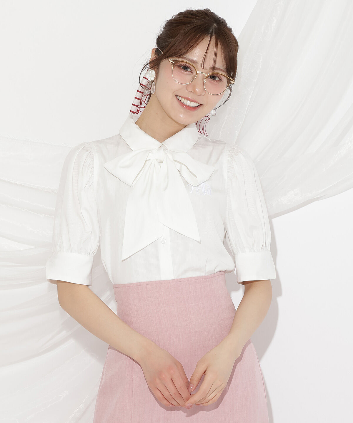 WILLSELECTION「刺繍ストライプパフブラウス」|シャツ・ブラウス|