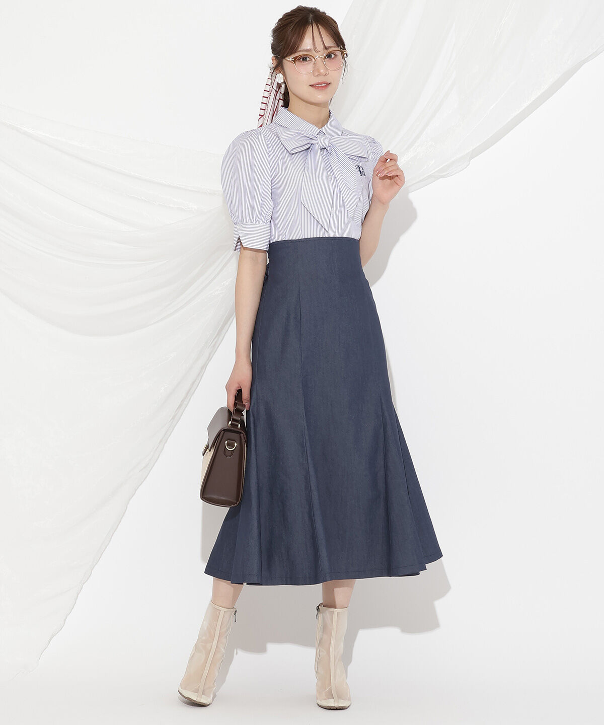 WILLSELECTION「刺繍ストライプパフブラウス」|シャツ・ブラウス|