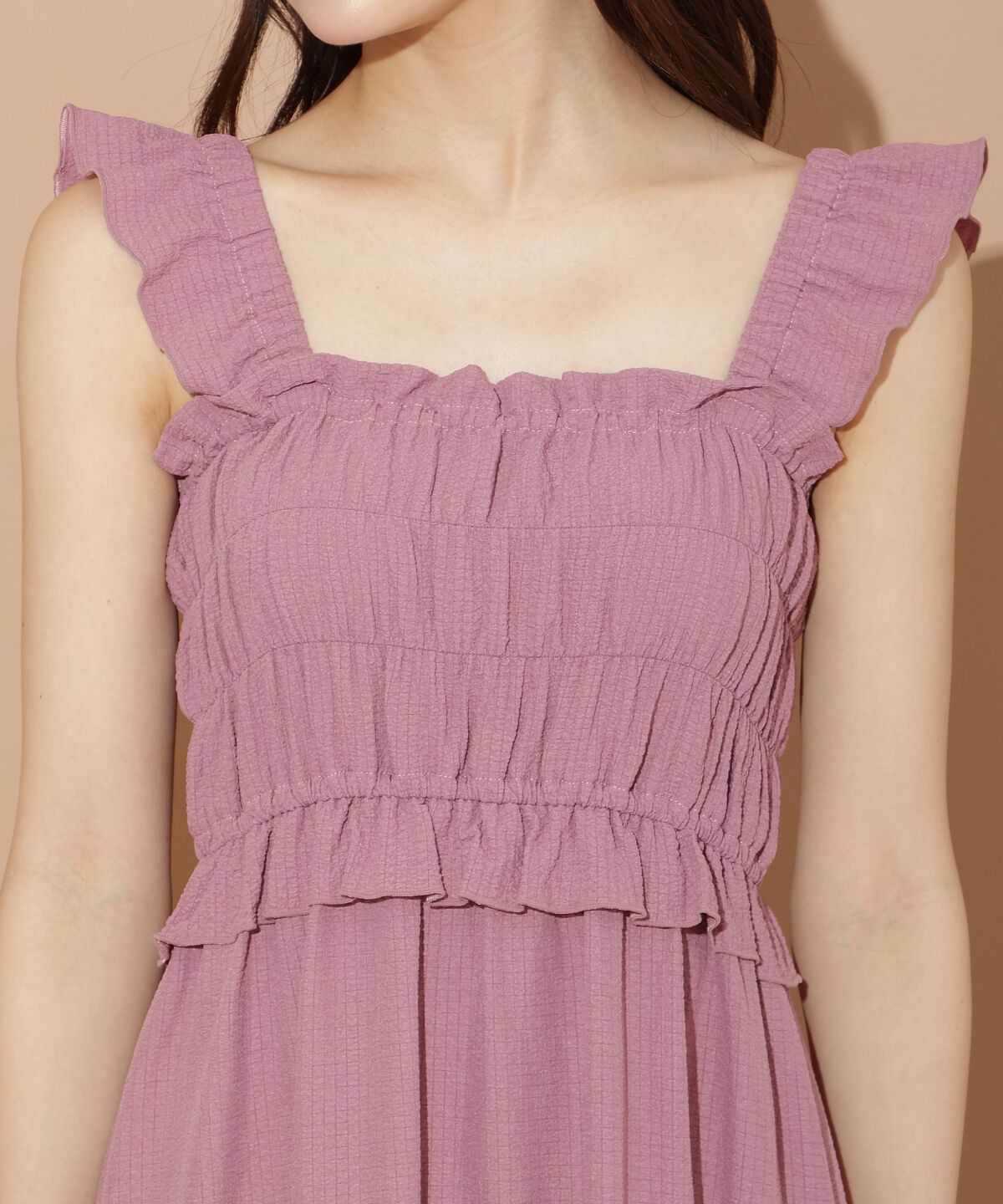 WILLSELECTION「肩フリルシャーリングワンピース」|ワンピース|