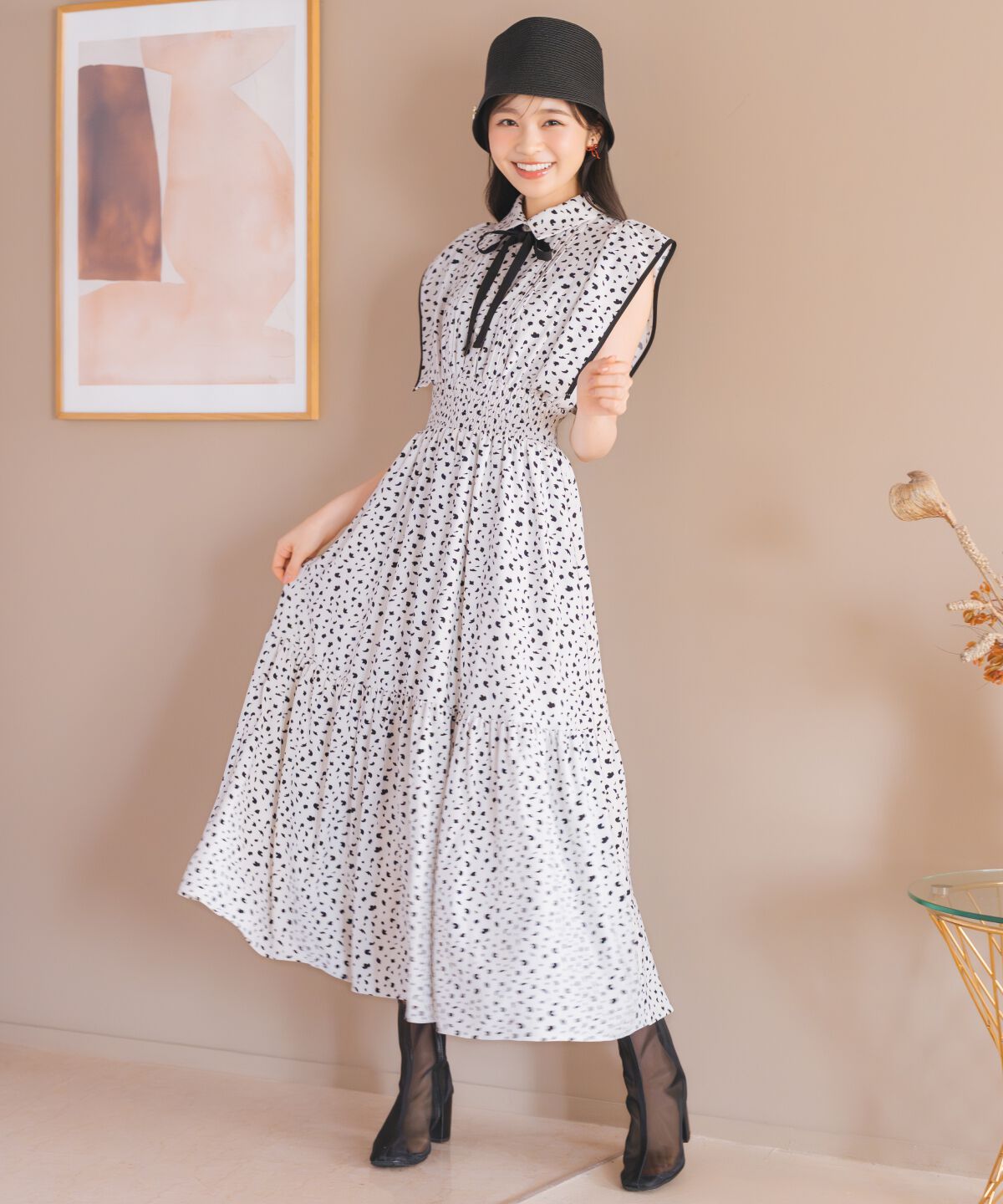 WILLSELECTION「パイピングフリルダルメシアンティアードワンピース」|ワンピース|