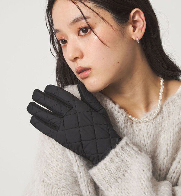 UNITED ARROWS green label relaxing「キルティング ジャージー グローブ / 手袋」|手袋|BLACK