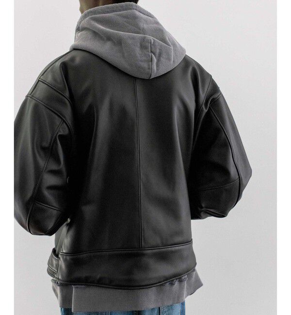 monkey time＞ シープ レザー オーバーサイズ ダブルライダース