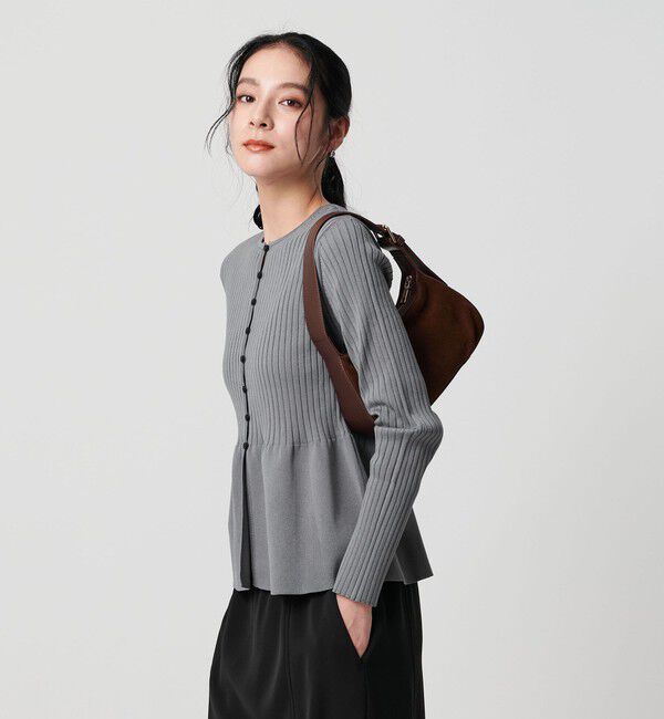 BEAUTY&YOUTH UNITED ARROWS「【WEB限定 Wardrobe DAILY MINIMAL】ペプラム2WAY リブニットプルオーバー ウォッシャブル」|ニット・セーター|DK.GRAY