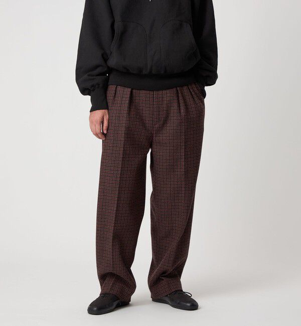 STEVEN ALAN「＜Steven Alan＞ ブリティッシュチェック インツープリーツ ドレス トラウザーズ」|スラックス|