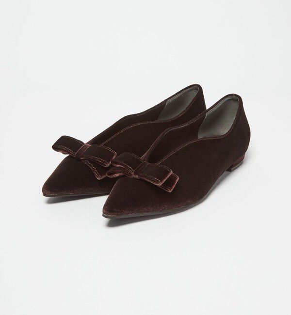 BEAUTY&YOUTH UNITED ARROWS「ベルベット リボン Vカット フラットシューズ」|バレエシューズ|