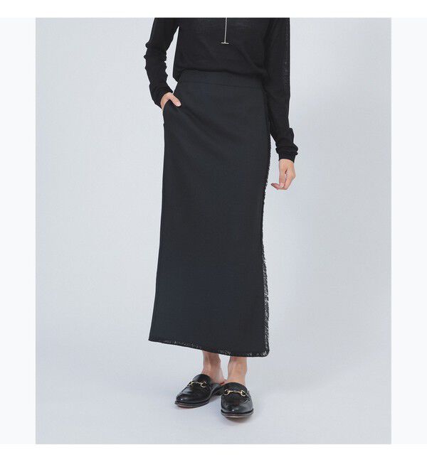 Demi-Luxe BEAMS 「フリンジ  Iライン スカート」|スカート|BLACK