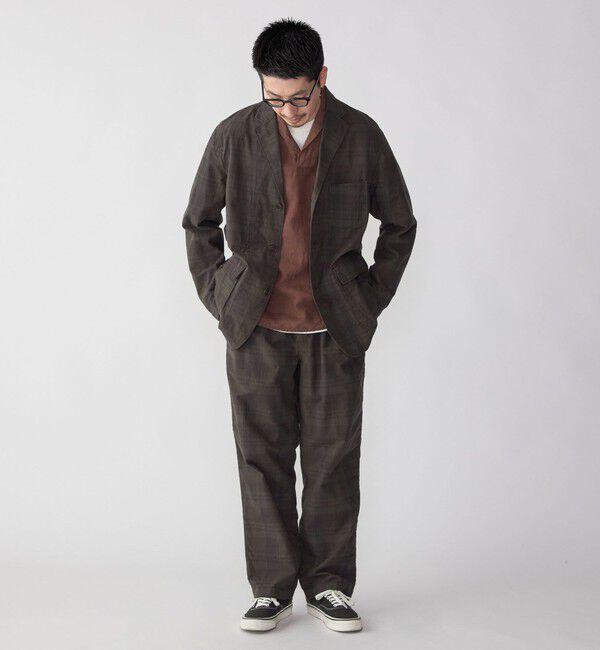 SHIPS「SHIPS: 〈セットアップ対応〉ダークトーン チェック コットン イージー トラウザー」|チノ|