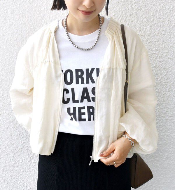 SHIPS for women「〈手洗い可能〉バック ギャザー リネン ジップ ブルゾン」|ブルゾン・スタジャン|