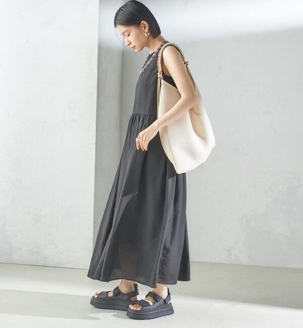 SHIPS for women「〈手洗い可能〉シルク混 シアー ノースリーブ ワンピース」|ワンピース|