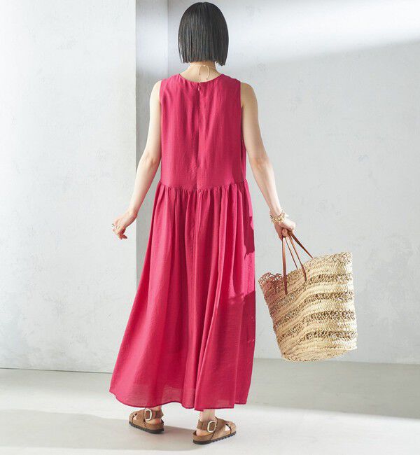 SHIPS for women「〈手洗い可能〉シルク混 シアー ノースリーブ ワンピース」|ワンピース|