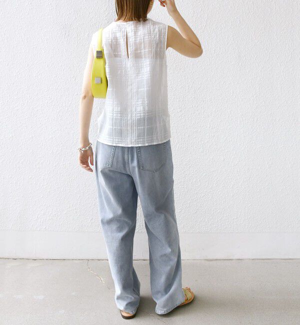 SHIPS for women「〈手洗い可能〉シアー チェック ジャカード ノースリーブ ブラウス」|シャツ・ブラウス|