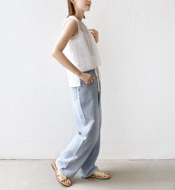 SHIPS for women「〈手洗い可能〉シアー チェック ジャカード ノースリーブ ブラウス」|シャツ・ブラウス|