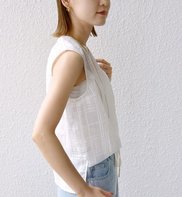 SHIPS for women「〈手洗い可能〉シアー チェック ジャカード ノースリーブ ブラウス」|シャツ・ブラウス|