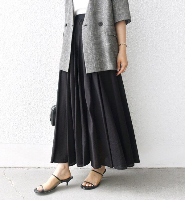 SHIPS for women「〈手洗い可能〉ウエスト ゴム ボリューム フレア ロング スカート」|スカート|