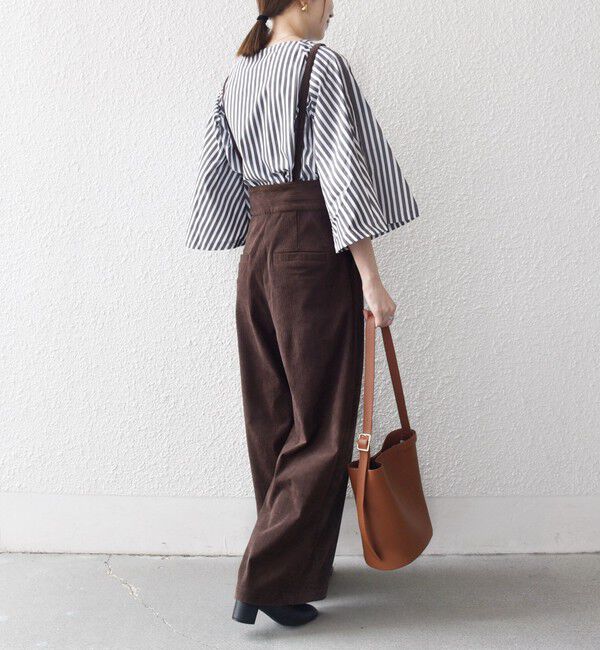 SHIPS any「SHIPS any:〈手洗い可能〉コーデュロイ サスペンダー付 ハイウエスト ワイド パンツ」|その他|