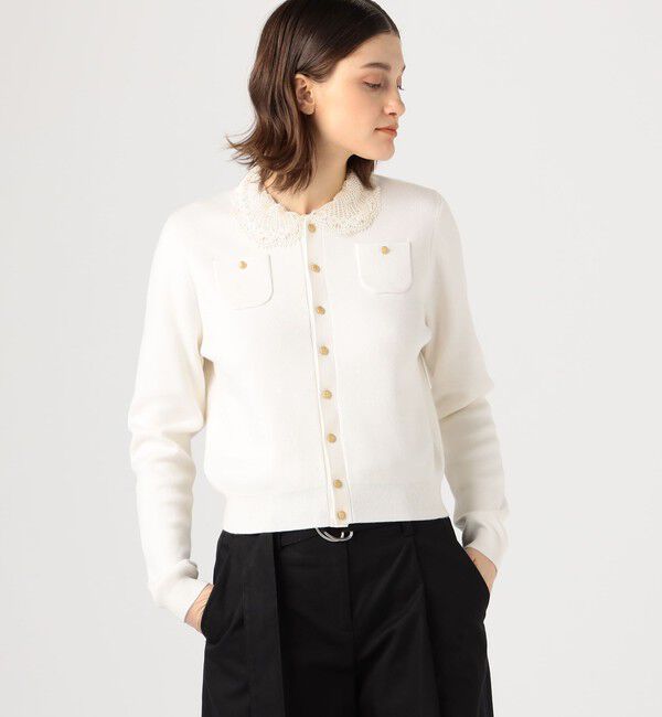 コットンカシミヤ レースコンビポケットカーディガン（CABaN）｜ルミネ