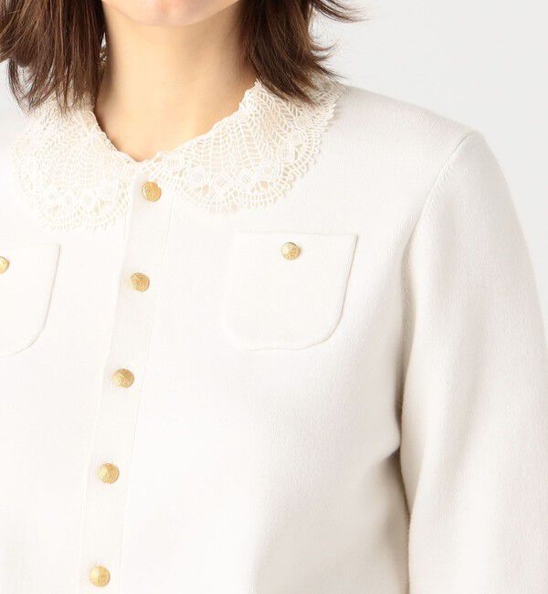 コットンカシミヤ レースコンビポケットカーディガン（CABaN）｜ルミネ