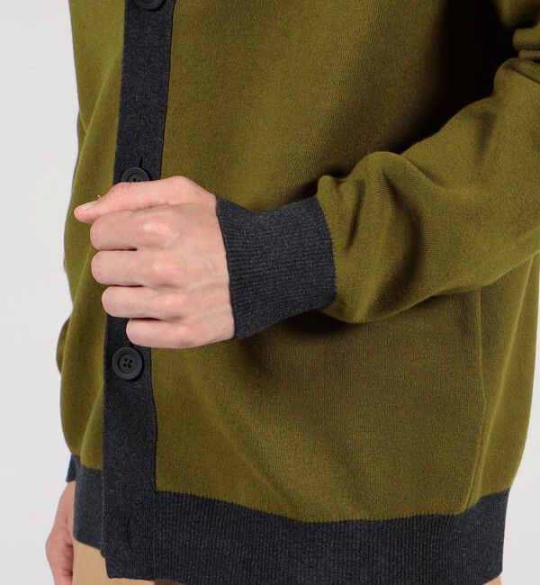 CABaN「CABaN コットンカシミヤ バイカラーVネックカーディガン」|カーディガン|