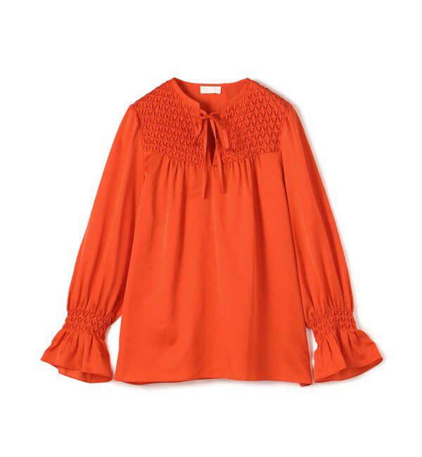 Ballsey「コットンシルクサテン アートタックブラウス」|シャツ・ブラウス|35 レッド