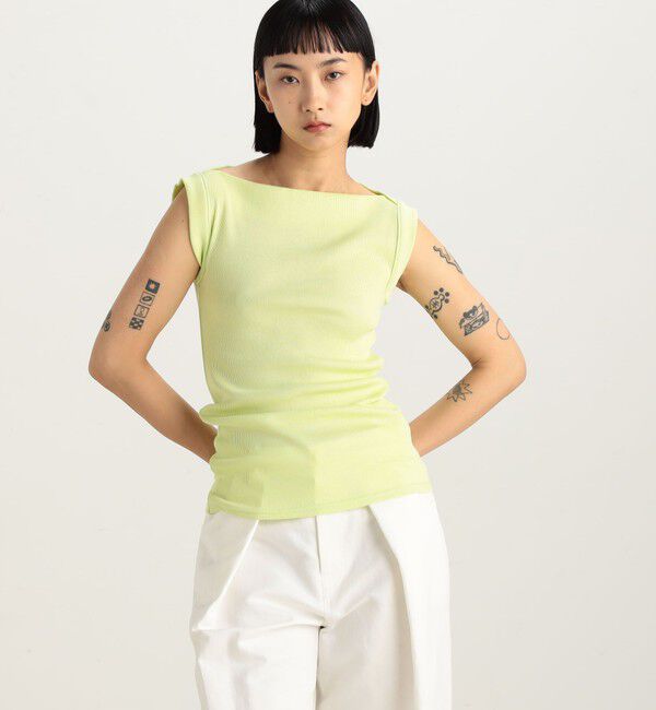 Edition「コットンリブ ボートネックトップス」|タンクトップ|