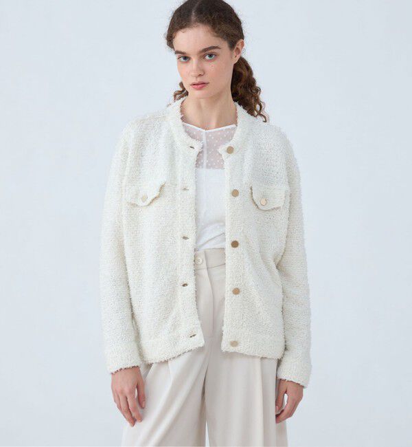 Ballsey「ミックスツイード クルーネックカーディガン」|カーディガン|