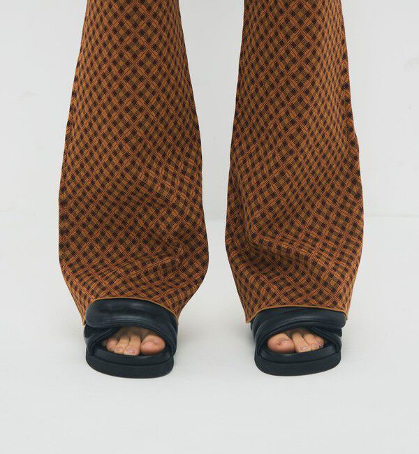 CABaN「コットンポリエステル チェックジャカード セミフレアニットパンツ」|ニット・セーター|