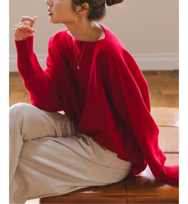 NOBLE「《WEB限定カラー・追加4》ファインウールドルマンプルオーバー」|ニット・セーター|レッド A