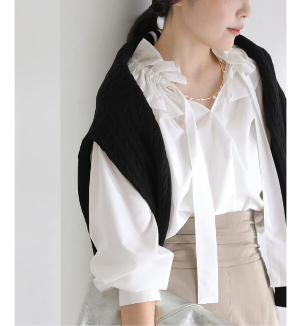  「《予約》【洗える】フリルカラーブラウス」|シャツ・ブラウス|