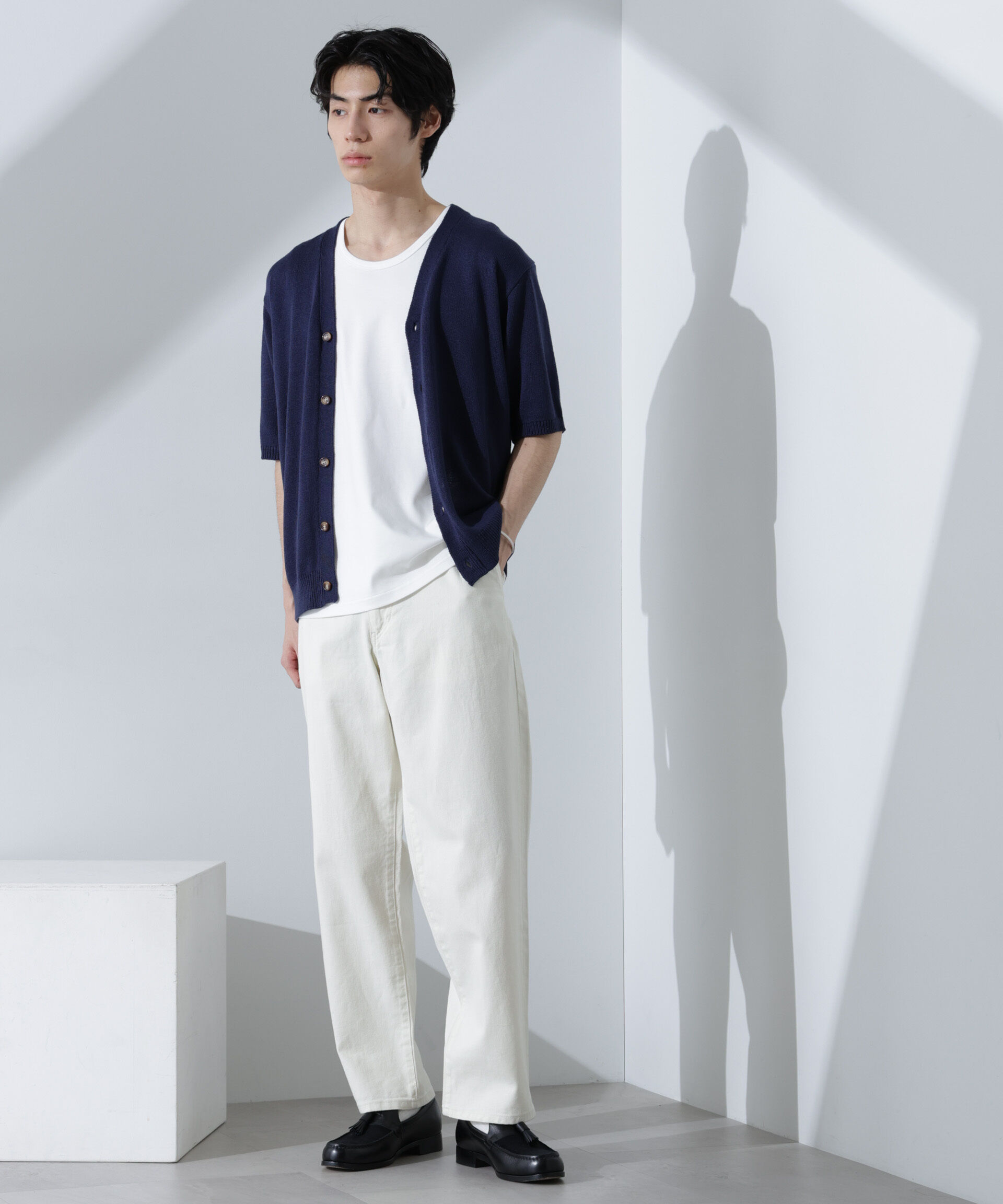 nano･universe「コットンライクニットカーディガン 半袖」|ニット・セーター|